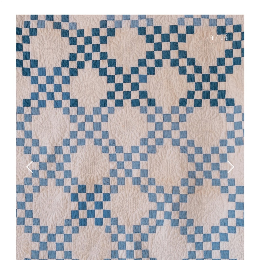 1900s Blue Double Irish Chain Quilt from Folkling